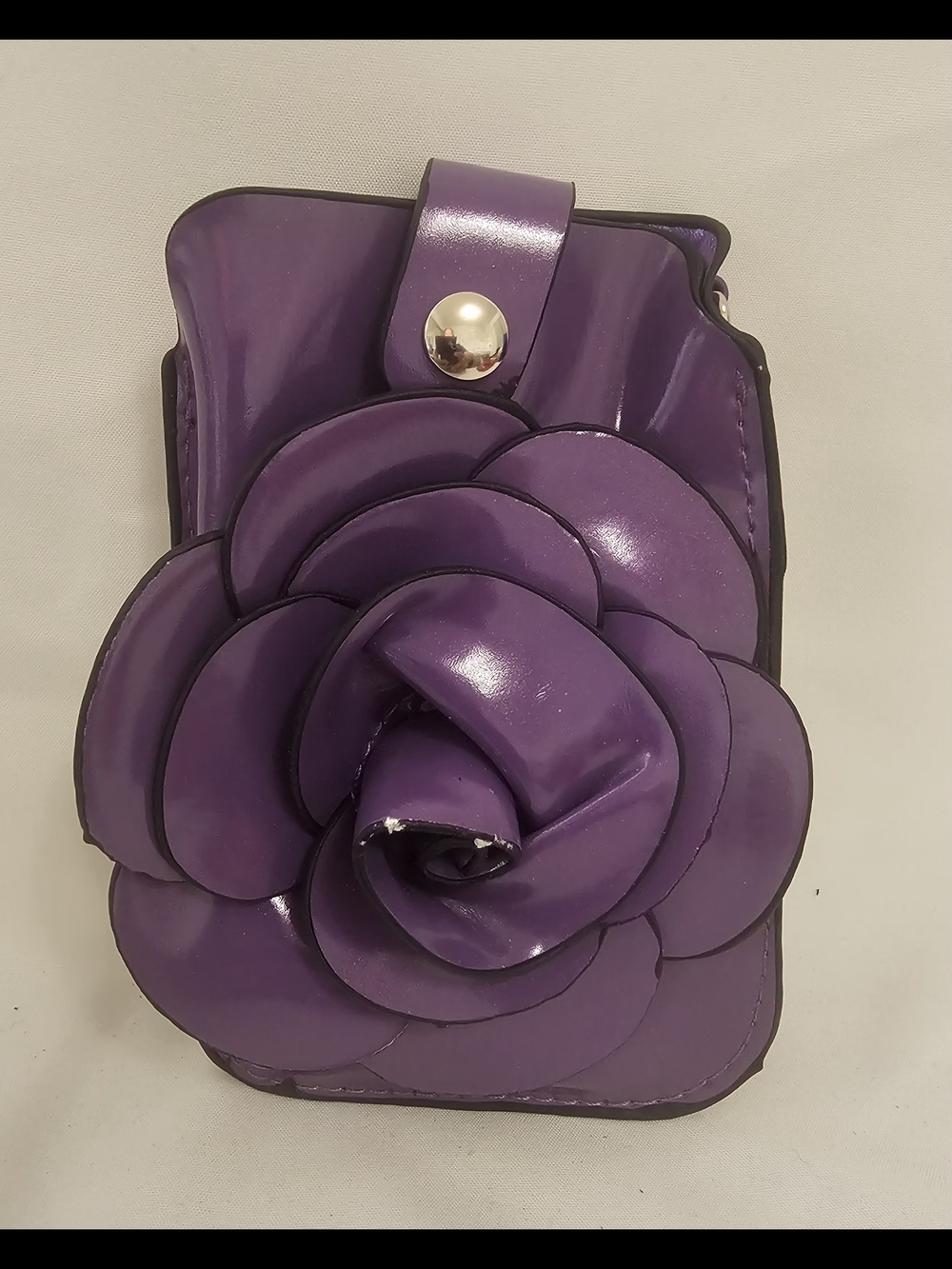 Purple Rose Phone Wallet With Long And Short Straps